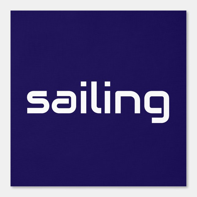 SAILING Modern White Text Navy Blue Background Wallpaper (Front)