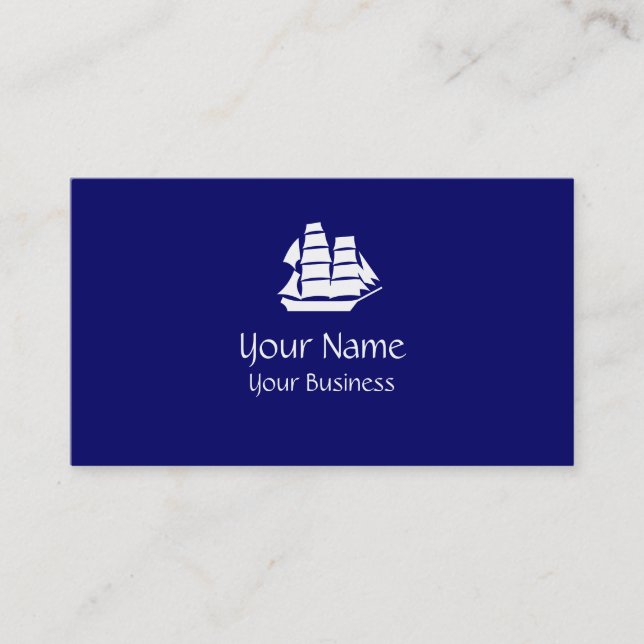 Sailing navy blue custom business cards (Front)