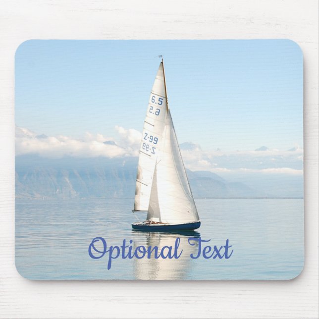 Sailing on a Calm Mirror-like Sea Bay Mouse Pad (Front)