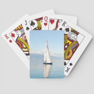 Sailing on a Calm Mirror-like Sea Bay Playing Cards