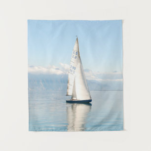 Sailing on a Calm Mirror-like Sea Bay Tapestry