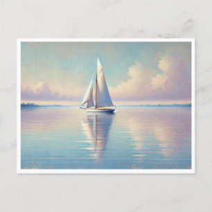 Sailing on a quiet lake postcard