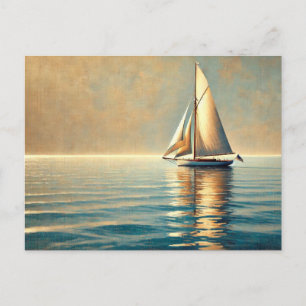 Sailing on a tranquil lake postcard