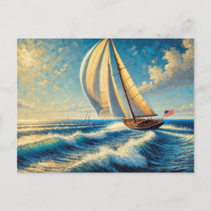 Sailing on Lake Michigan Sailboat Postcard