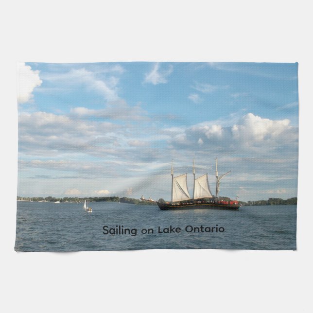 Sailing on Lake Ontario Kitchen Towel (Horizontal)