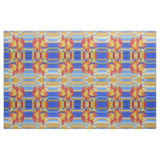 Sailing on the Seven Seas So Blue Cubist Abstract Fabric