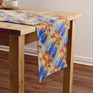 Sailing on the Seven Seas So Blue Cubist Abstract Short Table Runner