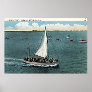 Sailing Party Wildwood by the Sea NJ Vintage 1934 Poster