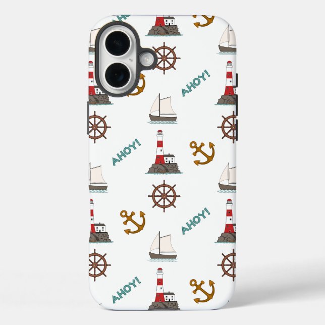 Sailing Pattern Colour on White Case-Mate iPhone Case (Back)