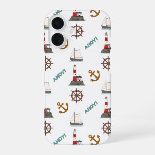 Sailing Pattern Colour on White iPhone 16 Case