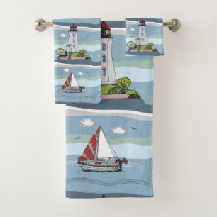 Sailing Pattern towel set