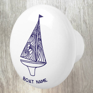 Sailing Personalized Boat Name Ceramic Knob