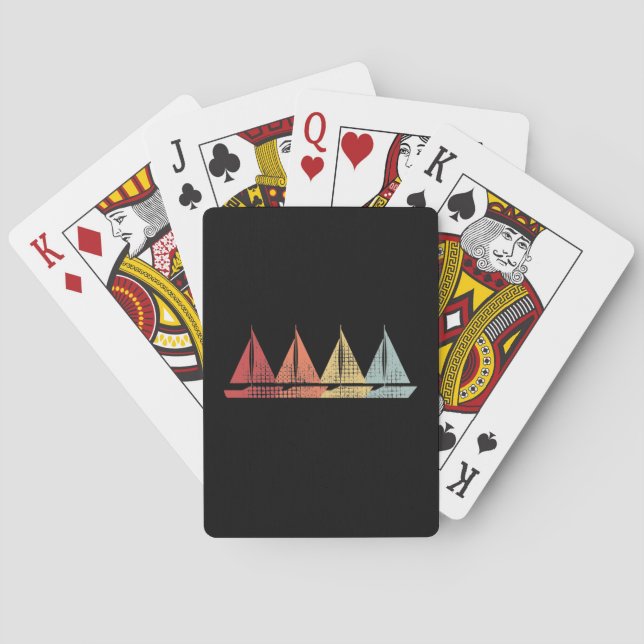 Sailing Sail Boat Retro Playing Cards (Back)