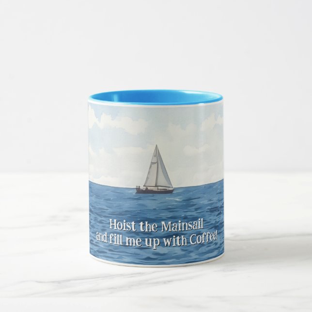 Sailing Sailboat Art Fun Coffee Mug Cup (Center)