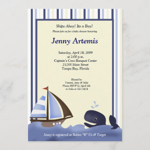 Sailing Sailboat Boat Nautical Baby Shower 5x7 Invitation