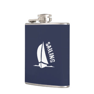 Sailing Sailboat Navy Hip Flask