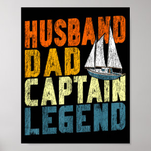 Sailing sailboat retro vintage husband dad captain poster