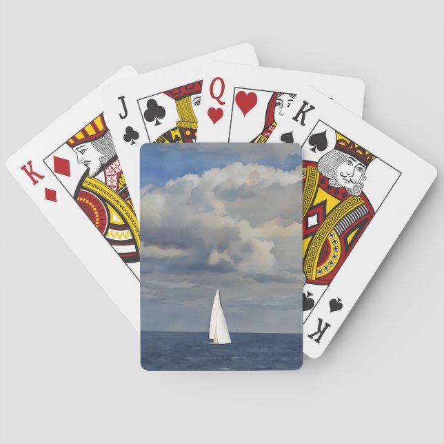 Sailing Sailboat Sail Art Poker Playing Cards (Back)