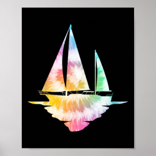 Sailing Sailboat Tie Dye Vintage Poster