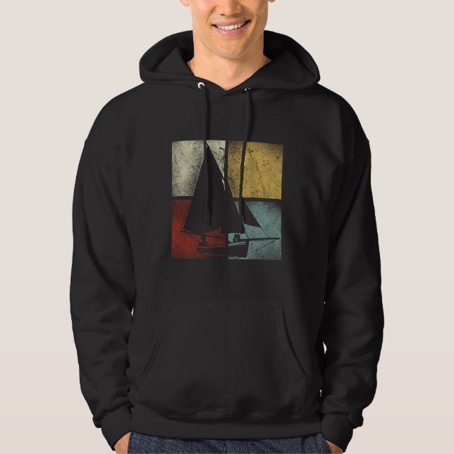 Sailing  Sailboat Vintage Retro Hoodie (Front)