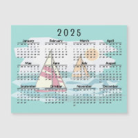 Sailing Sailboats 2025 Calendar Magnetic Card
