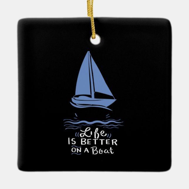 Sailing Sailing Boat Ceramic Ornament (Front)