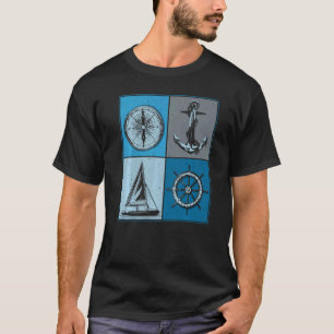 Sailing sailor sailboat anchor boat compass rudder T-Shirt