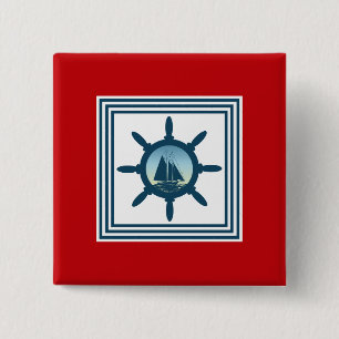 Sailing scene 15 cm square badge