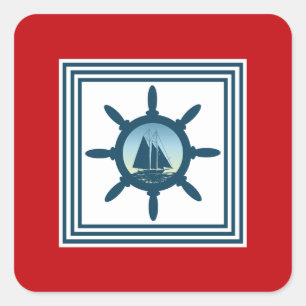 Sailing scene square sticker