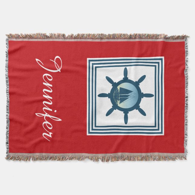 Sailing scene throw blanket (Front)