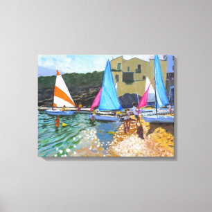 sailing school calella de palafrugall costa canvas print