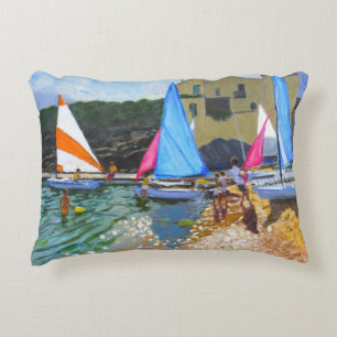 sailing school calella de palafrugall costa decorative cushion