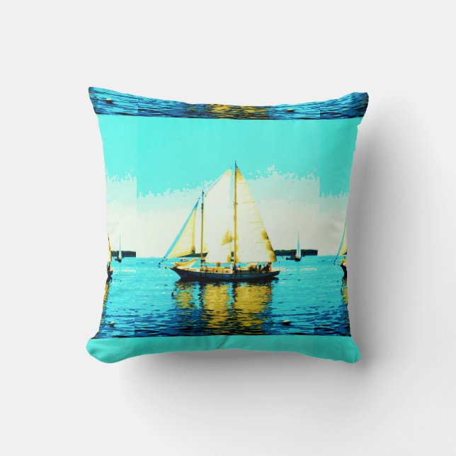 sailing schooner pillow (Front)