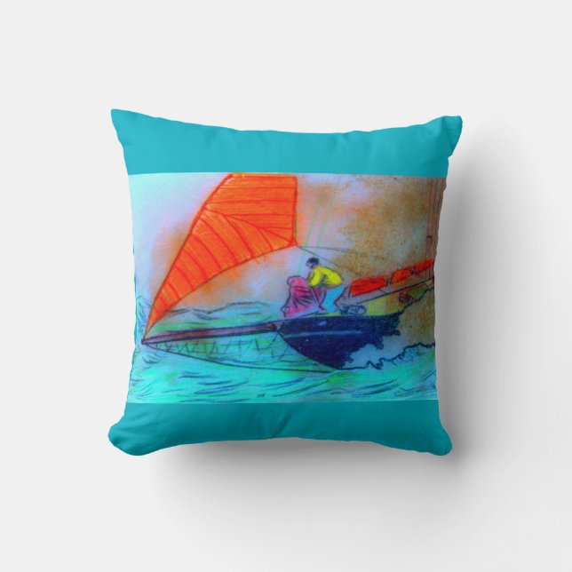 sailing schooner throw pillow (Front)