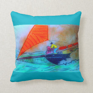 sailing schooner throw pillow