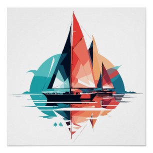 Sailing Sea Calm Tranquil Ocean Outdoors Adventure Poster