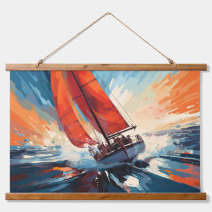 Sailing Sea Sport Painting Abstract Art Decor Hanging Tapestry