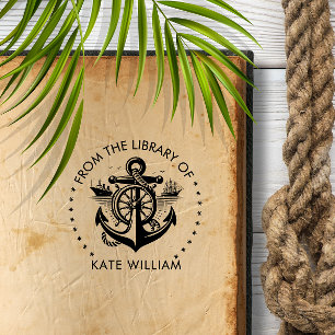Sailing Ship Anchor From the library of Round Self-inking Stamp