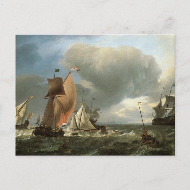 Sailing Ship and States Yacht Tacking Postcard (Front)