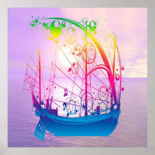 Sailing Ship at Dawn Poster