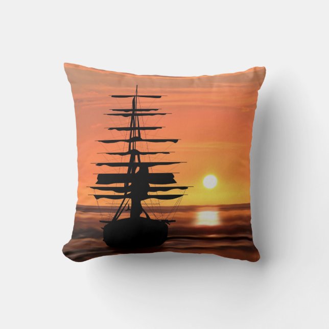 sailing ship at sunrise cushions (Front)