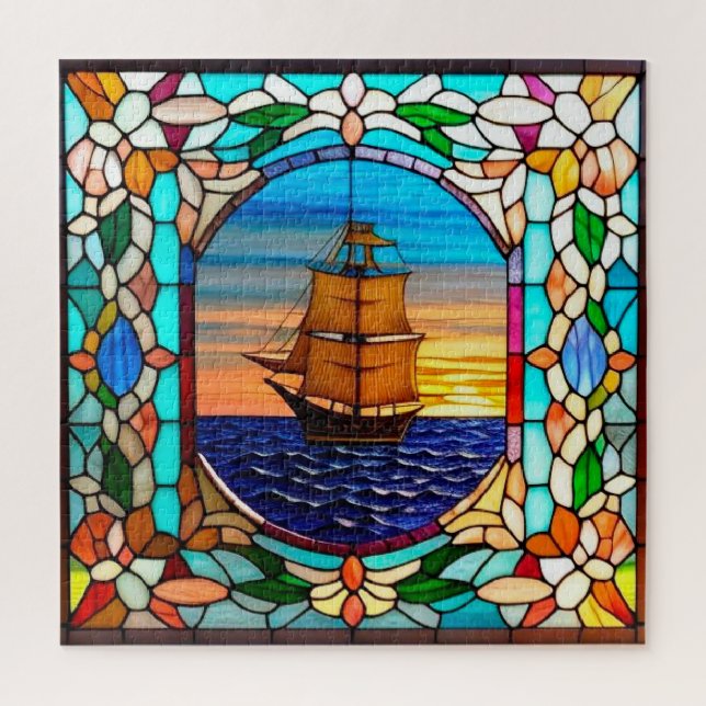 Sailing Ship at Sunset Jigsaw Puzzle (Vertical)