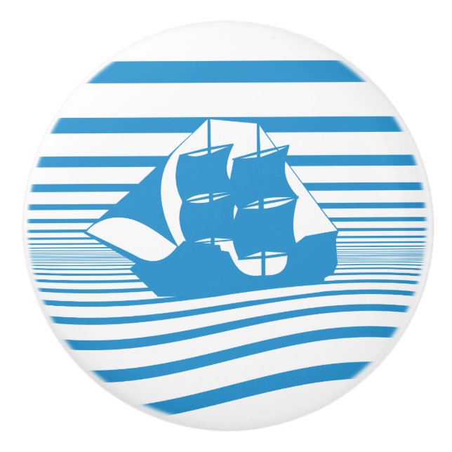 Sailing ship ceramic knob (Front)