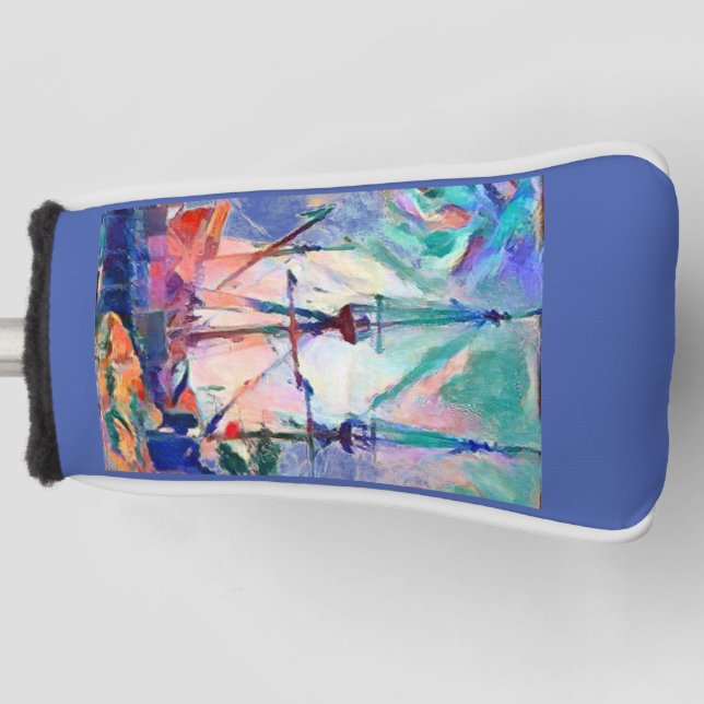 sailing ship in port whimsical  golf head cover (Front)
