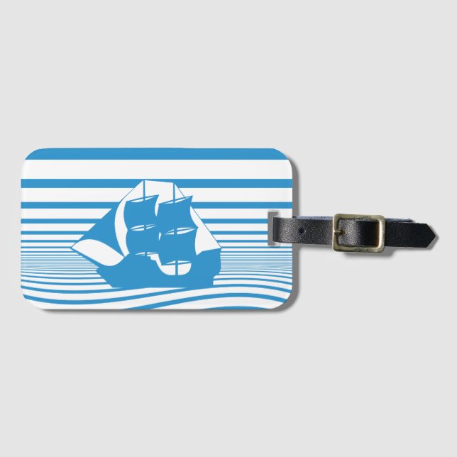 Sailing ship luggage tag (Front Horizontal)
