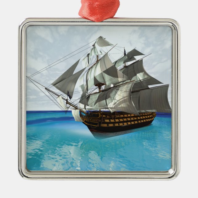 Sailing Ship Metal Tree Decoration (Front)