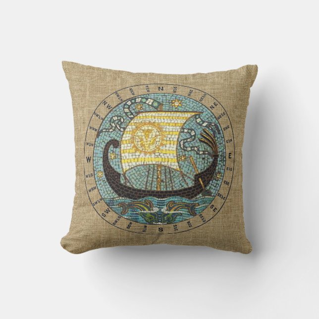 Sailing Ship Outdoor Pillow - 16" square (Front)