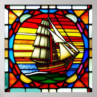 Sailing Ship Over Ocean Waves