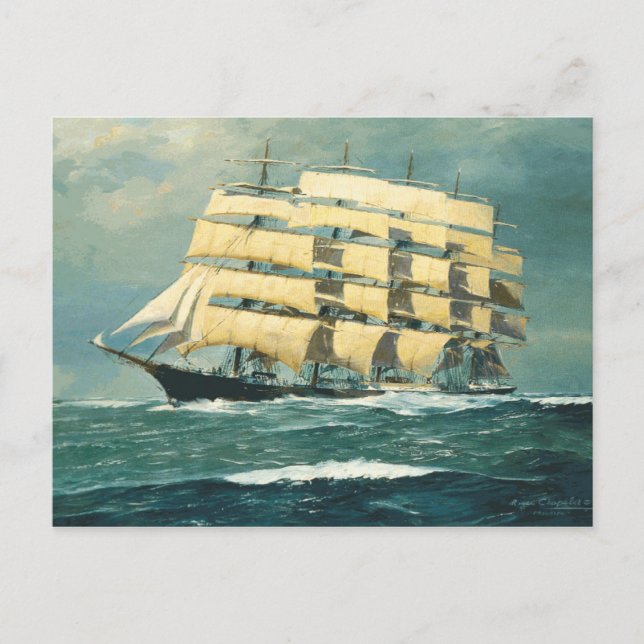 Sailing ship Preussen at sea Postcard (Front)