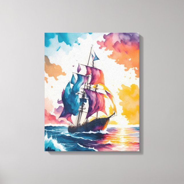 Sailing Ship Sea Painting Canvas Print (Front)